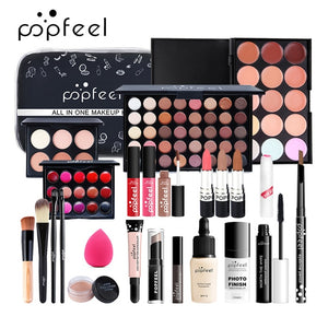 POPFEEL New ALL IN ONE 15 20 24Pcs Makeup Set Matte Eyeshadow Lipgloss Lipstick Makeup Brushes Eyebrow Concealer With Makeup Bag