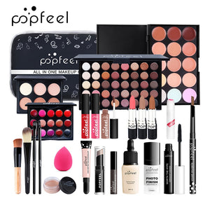 Professional Make Up Sets Cosmetics Kit Eyeshadow Lipstick Eyebrow Pencil Lip Gloss Makeup Brush Powder Puff with Bag  Gift