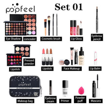 Load image into Gallery viewer, Professional Make Up Sets Cosmetics Kit Eyeshadow Lipstick Eyebrow Pencil Lip Gloss Makeup Brush Powder Puff with Bag  Gift
